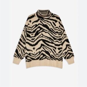 Cheetah Print Mockneck Knit Sweater